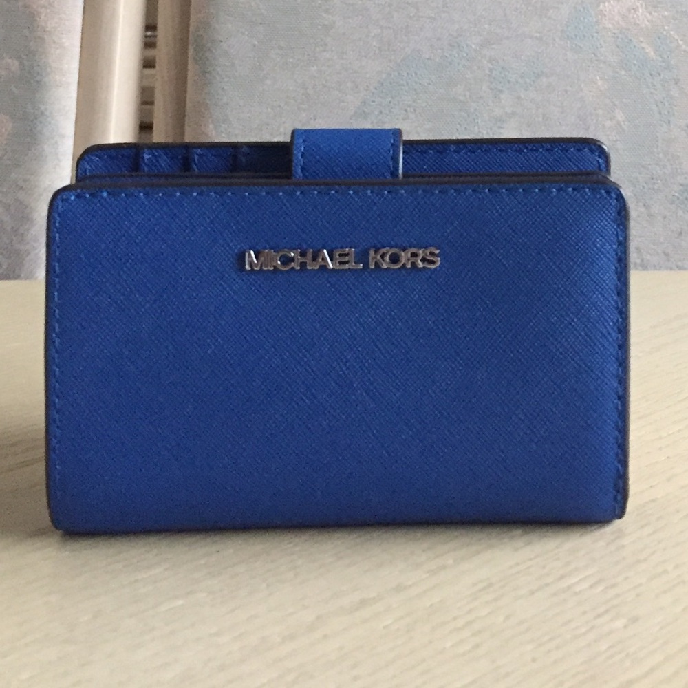 Michael Kors Galaxy Blue Leather Bifold Wallet